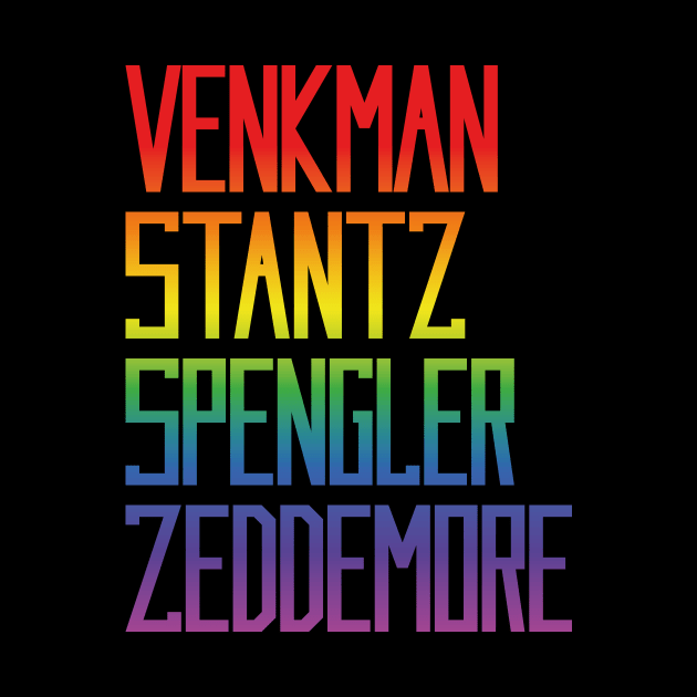 Venkman, Stantz, Spengler, Zeddemore Name Badges (Ghostbusters, rainbow effect) by GraphicGibbon