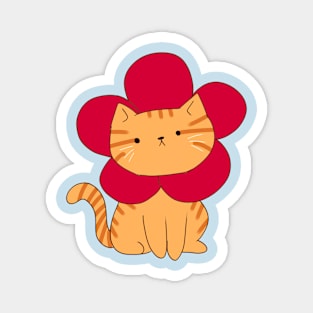 Orange cat flower illustration Magnet