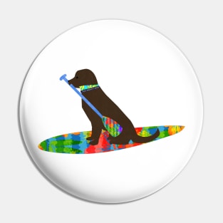 Colorful Stand Up Paddle Board Preppy Chocolate Lab Pin