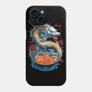 White Dragon Koi Fish Ramen Noodles Phone Case