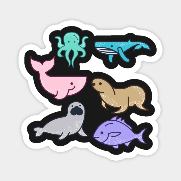 kawaii cute cartoon sea animal Magnet by choiyoojin