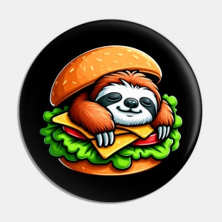 Sloth is Sleeping inside a Hamburger Pin