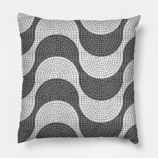 Lisbon Rossio Portuguese cobblestone inspiration II // pattern // horizontal waves white and grey Pillow