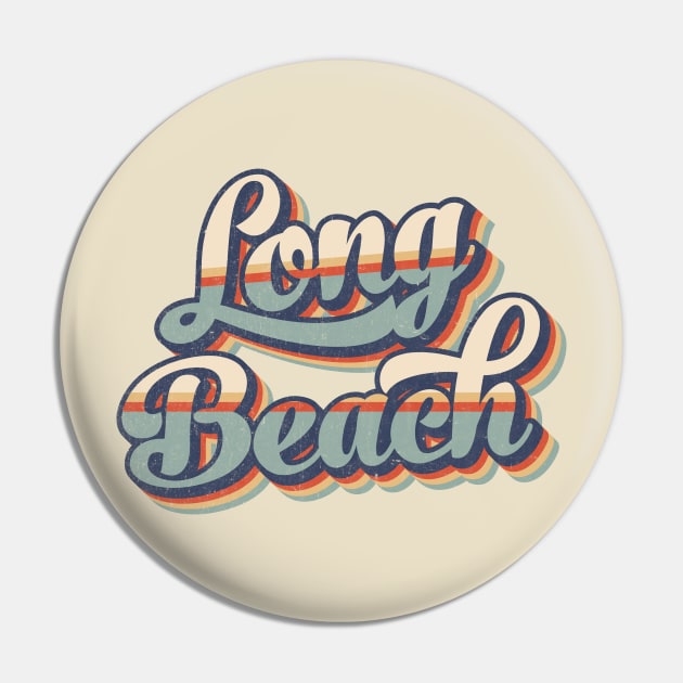 Long Beach // Retro Vintage Style Pin by Stacy Peters Art