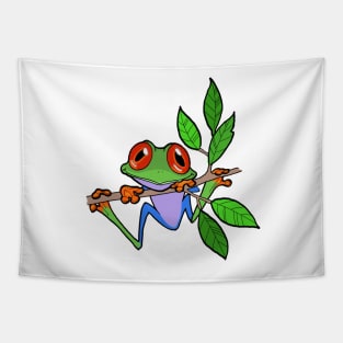 Adorable Tree Frog Sitting On A Branch Tapestry