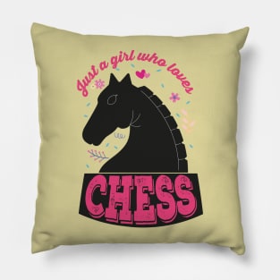 Just A Girl Who Loves Chess. Perfect Funny Chess Girls and Lovers Gift Idea, Retro Vintage Pillow