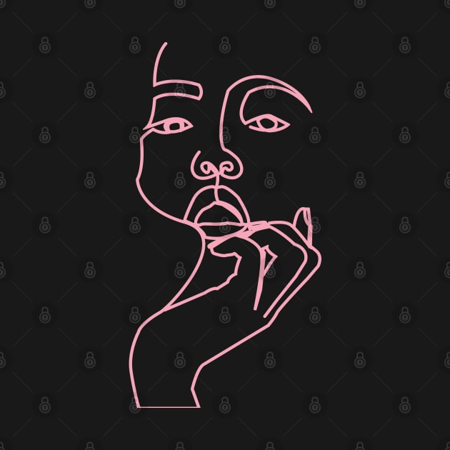 One Line Digital Art Black pink by Teephical