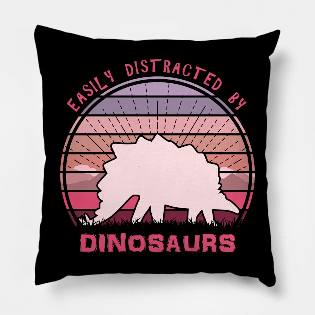 Easily Distracted By Stegosaurus Dinosaurs Pillow by Nerd_art