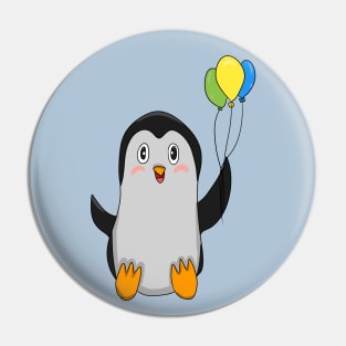 Penguin with balloons Pin