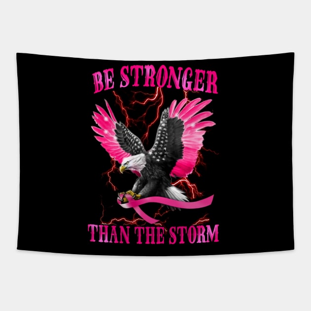 Eagle Be Stronger Than The Storm Breast Cancer Awareness Tapestry by Phylis Lynn Spencer