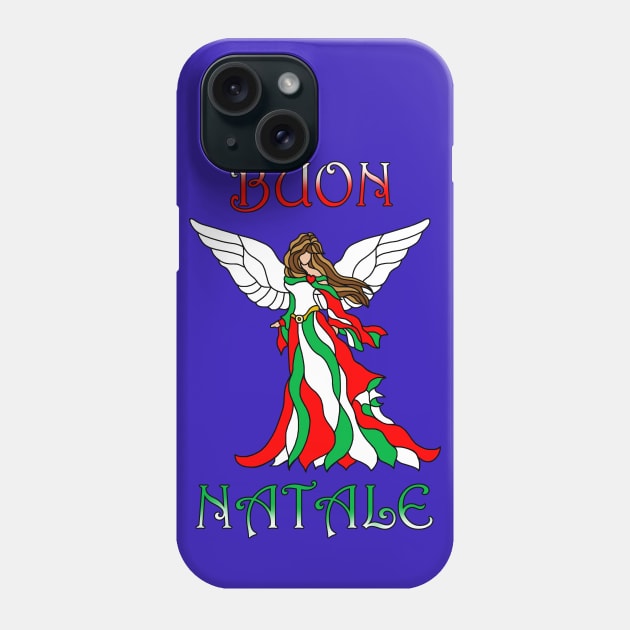 Buon Natale Stained Glass Italian Christmas Angel Phone Case by Art by Deborah Camp