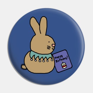 Cute Bunny Rabbit with Birthday Greetings Pin