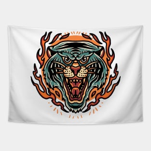 tiger and flames tattoo Tapestry