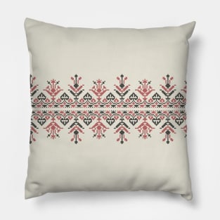Palestinian Jordanian Tatreez Black-Red Embroidery Design 5 Pillow