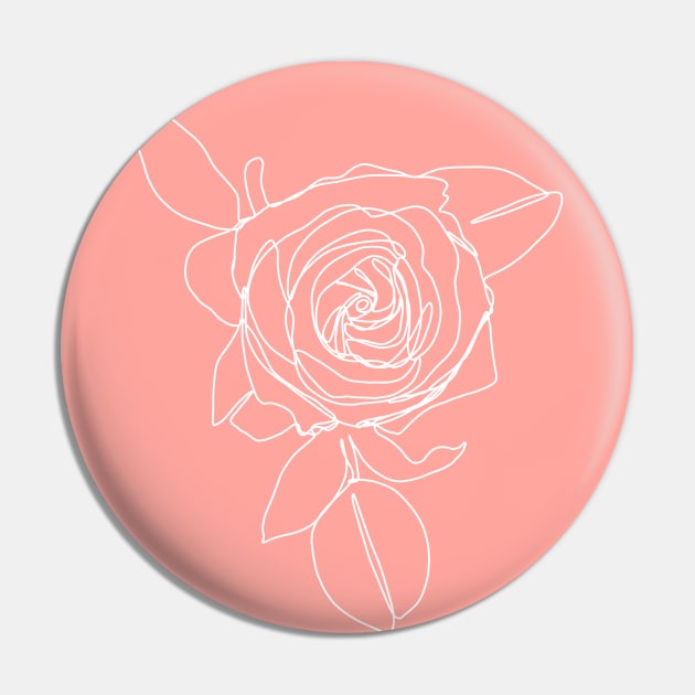Rose With Leaves Pin by Doodle Intent