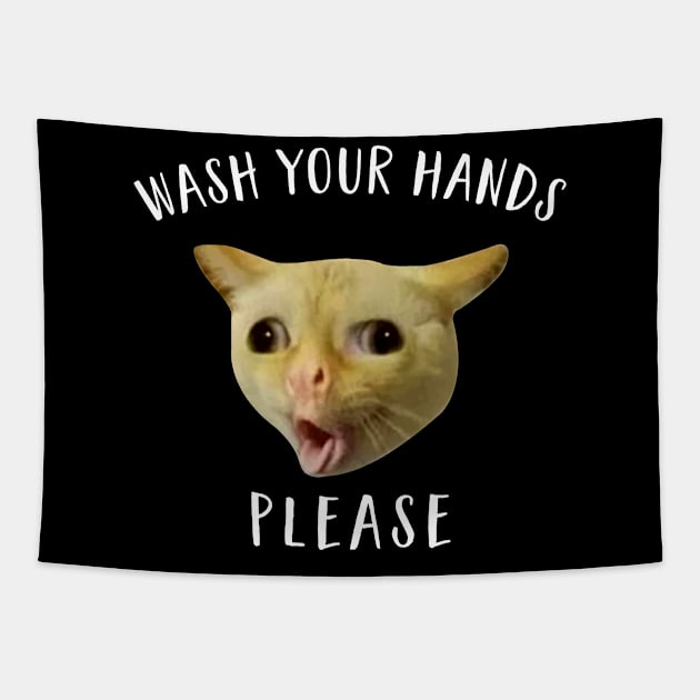 Wash Your Hands Cats Tapestry by CreativeShirt