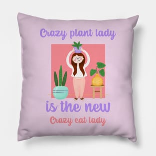 crazy cat lady, crazy plant lady, cute aesthetic modern art digital illustration Pillow