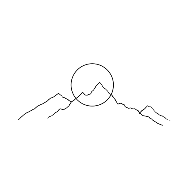 Mountains sun lineart by minimalismus