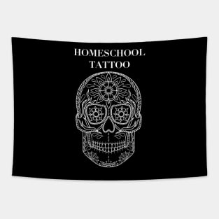 HomeSchoolTattoo Sugarskull (WHITE) Tapestry