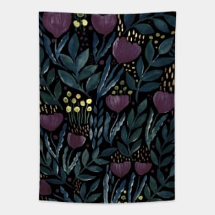 Watercolor flower garden -  purple night Tapestry