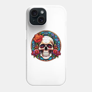 Stained Glass Floral Skull #3 Phone Case