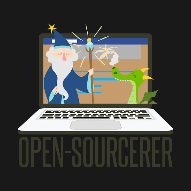 Open Source Coding Coder Programmer Funny Laptop Dragon by Mellowdellow