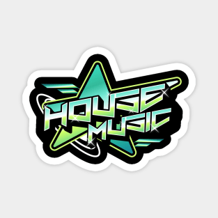 HOUSE MUSIC  - Y2K Star (white/green/blue) Magnet