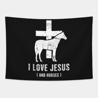 I Love Jesus And Horses | Funny Horseback Riding Tapestry