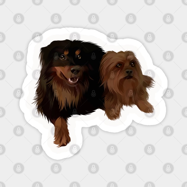 two cute brown puppies-vector art the dog Magnet by ビーズ