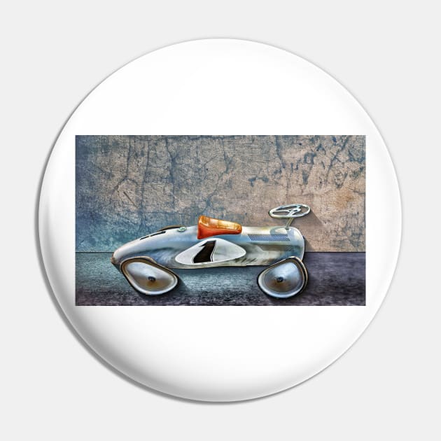 Vintage Silver Toy Race Car Pin by JimDeFazioPhotography