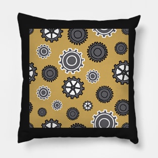 Modern Gears on Yellow background Pillow