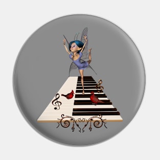 Fairy dancing on a piano Pin