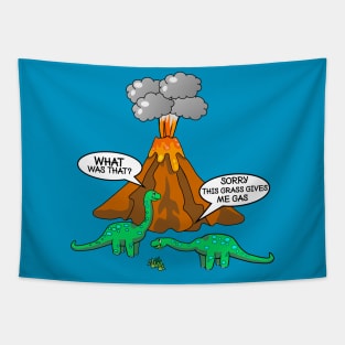 Dinosaurs and Volcano - Funny Dinosaurs Tapestry