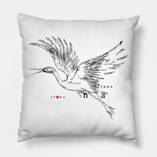 Font illustration "crane" Pillow