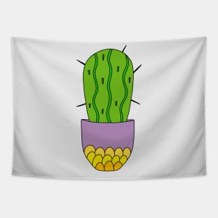 Cute Cactus Design #115: Big Spiky Cactus In A Scalloped Pot Tapestry