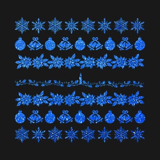 Blue Christmas Pattern Silhouette T-Shirt