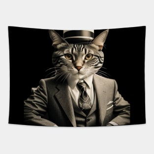 Vintage 1940s Mobster Cat Tapestry