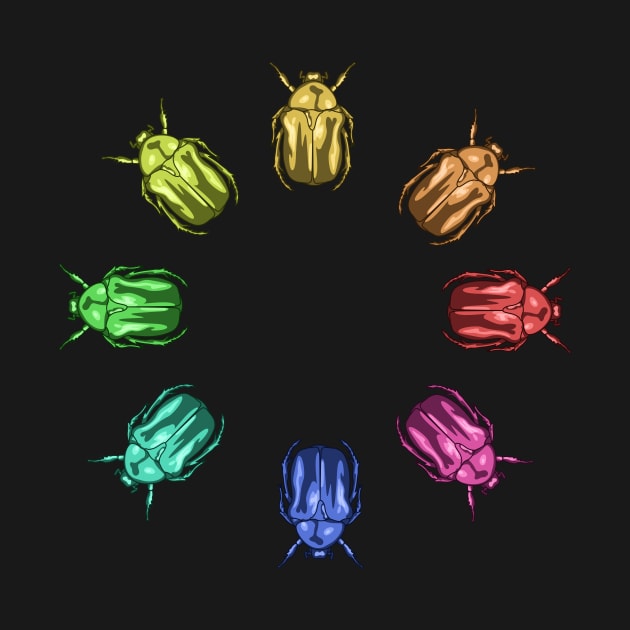 Colorful Scarab beetle chromatic circle illustration by Drumsartco
