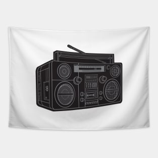 Boombox (Gray Lines + Black Drop Shadow) Analog / Music Tapestry