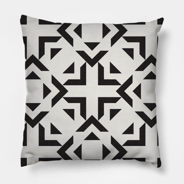 Tribal Geometry No.001 / Black and Ivory Pillow by matise