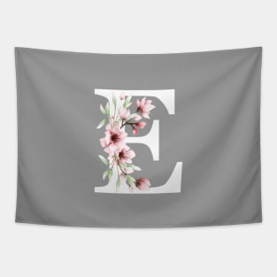 Letter E Monogram with Cherry Blossoms Tapestry