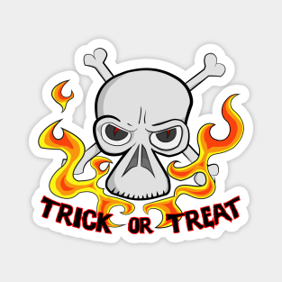 Trick or Treat Cartoon Horror Fiery Skull Magnet
