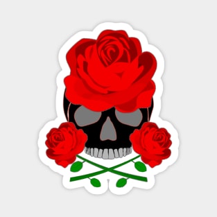 Skull and Red Roses Magnet