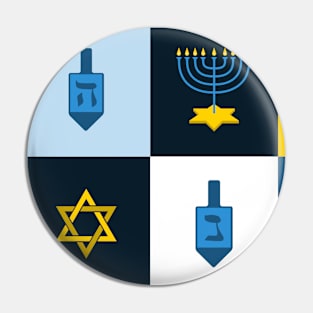 colorblock hebrew hanukkah menorah dreidel Pin