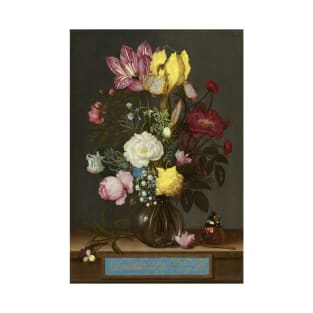 Bouquet of Flowers in a Glass Vase - Ambrosius Bosschaert Painting T-Shirt