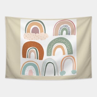 Organic Minimalist Pastel Rainbows Tapestry