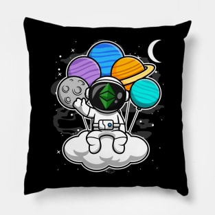 Astronaut Floating Ethereum Classic ETH Coin To The Moon Crypto Token Cryptocurrency Blockchain Wallet Birthday Gift For Men Women Kids Pillow