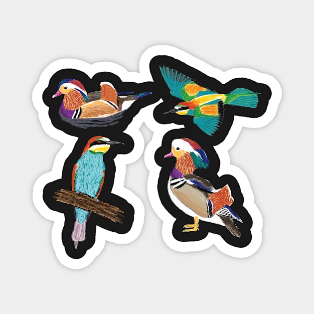 Nice Artwork showing a Mandarin Duck III Magnet by JDHegemann