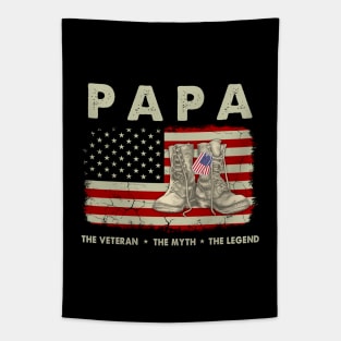 Papa The Veteran The Myth The Legend American Flag Tapestry