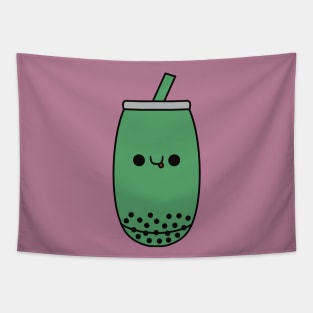 Cute Matcha Bubble Tea - Kawaii Boba Tea Tapestry